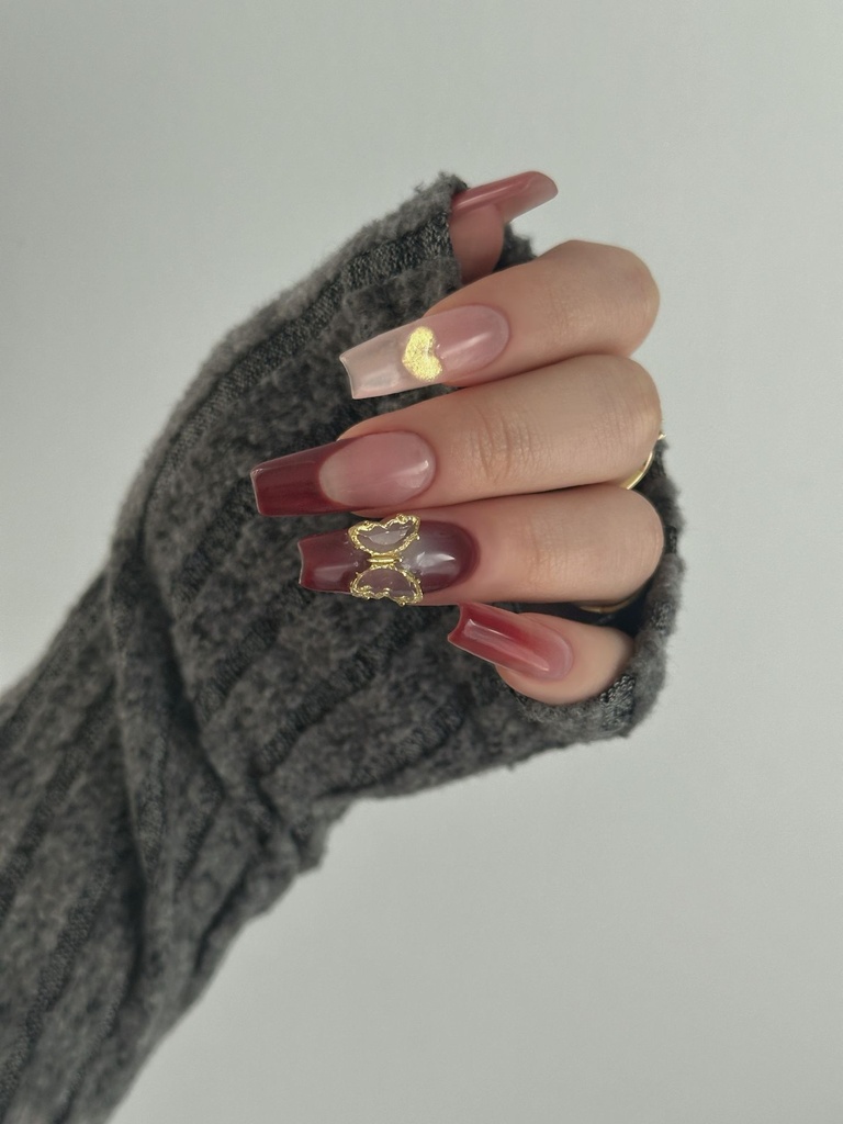 PRESS ON NAILS "Red Butterfly"